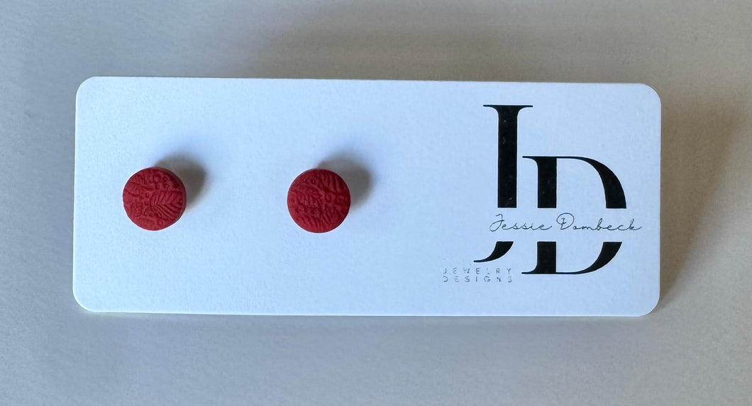 Mini Red Circle Studs
