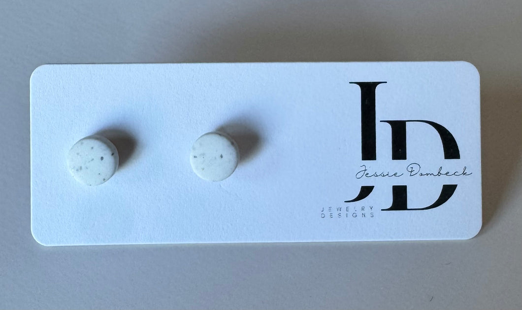 Mini Speckled White Circle Studs