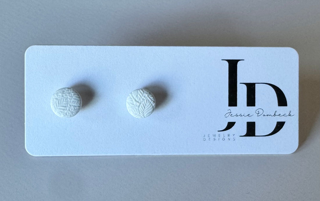 Mini White Circle Studs