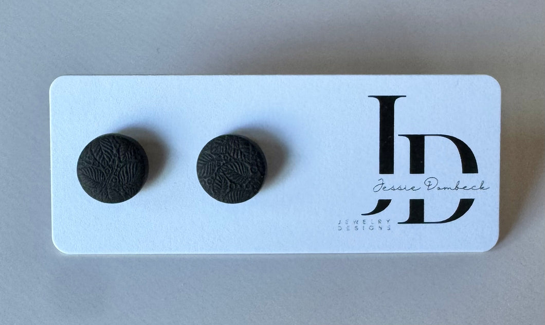 Black Textured Circle Studs