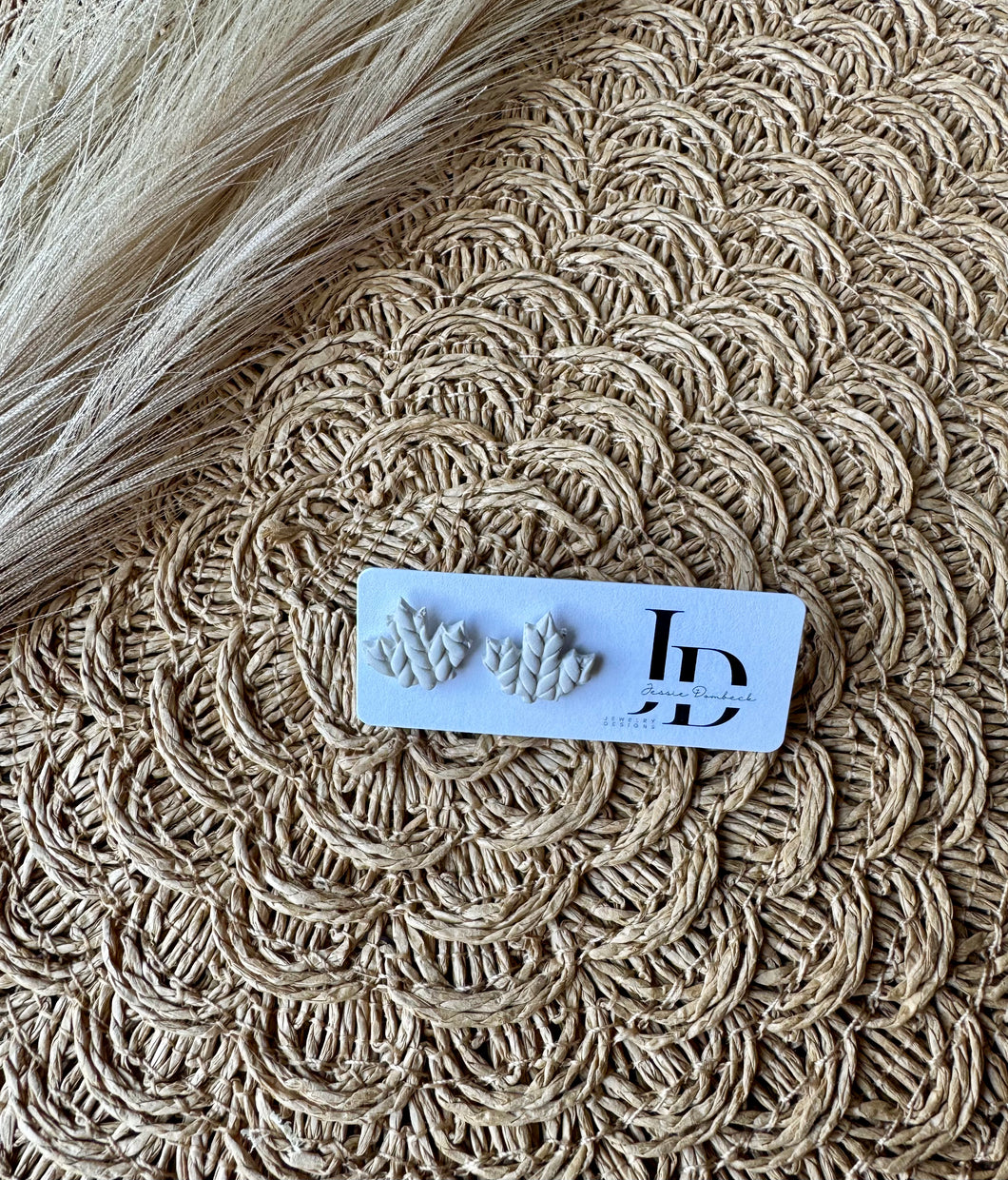 Textured Cream Leaf Studs