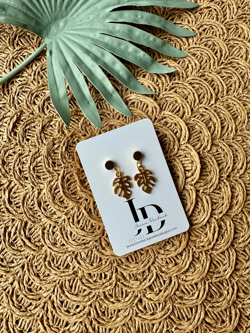 Gold Monstera Dangles