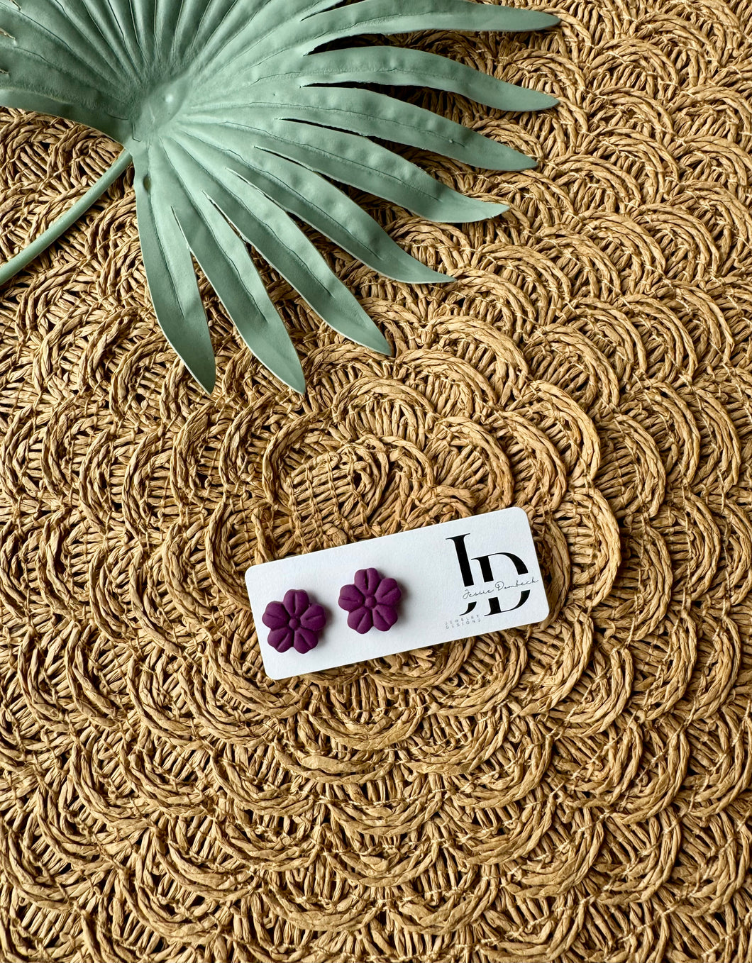 Magenta Flower Studs