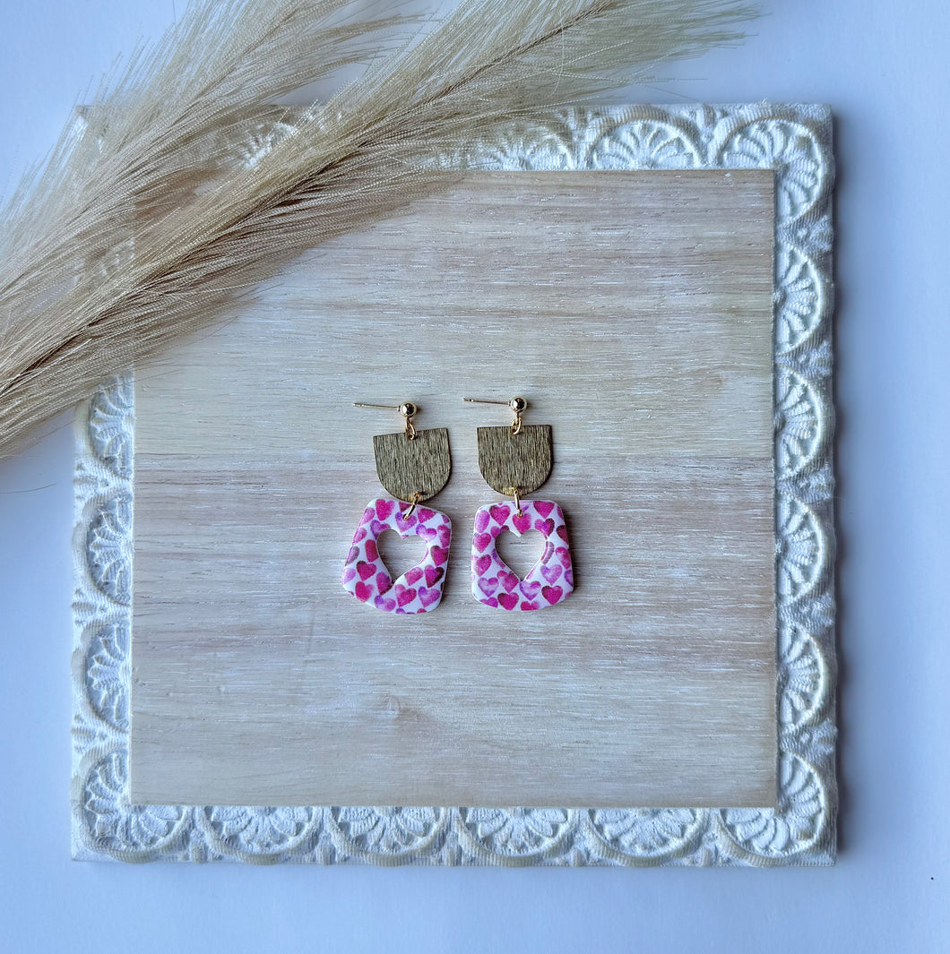 Pink Heart Pattern Dangles