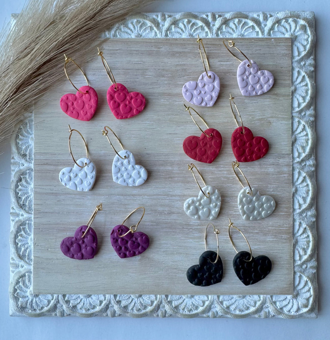 Textured Heart Hoops