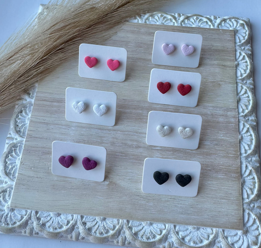 Mini Textured Heart Studs