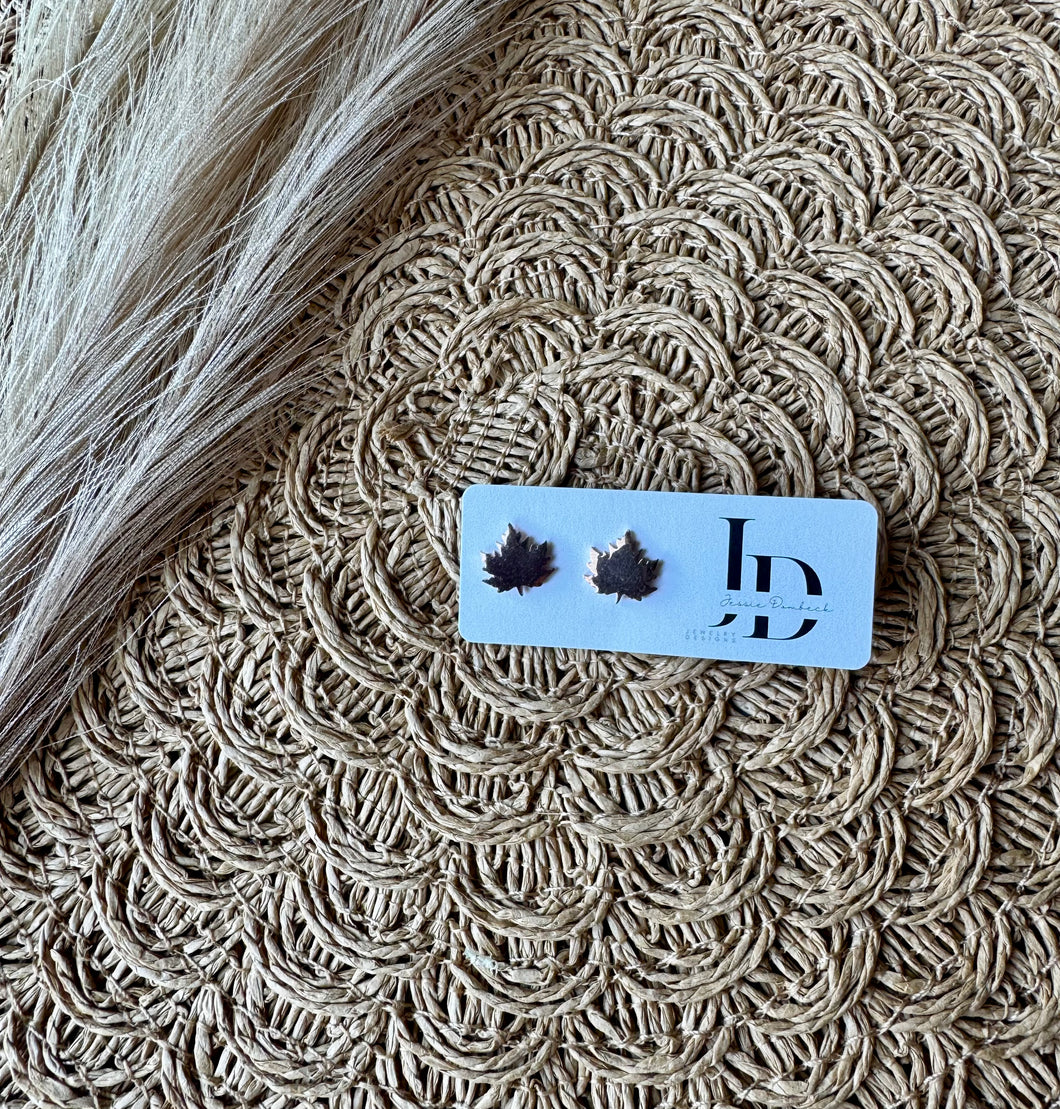 Rose Gold Leaf Studs