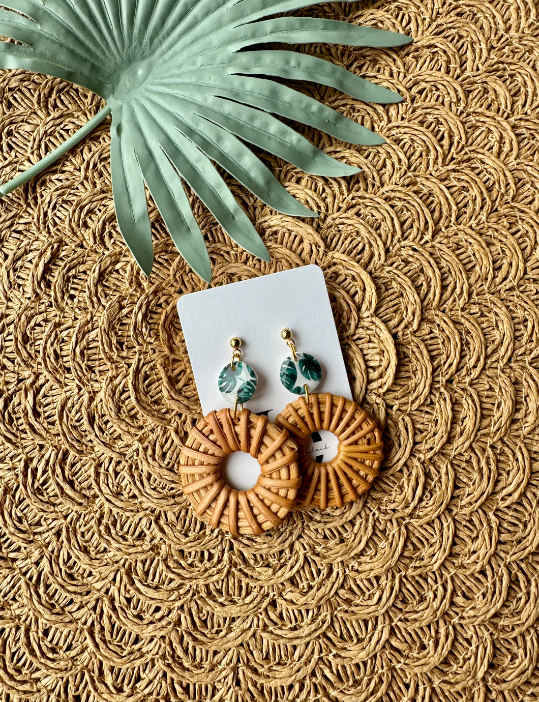 Monstera Leaf Rattan Dangles