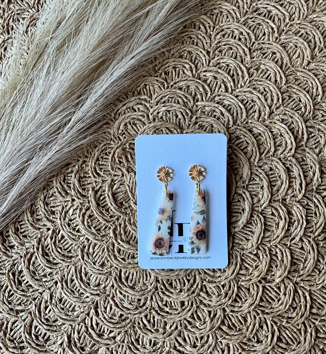 Gold Top Sunflower Dangles