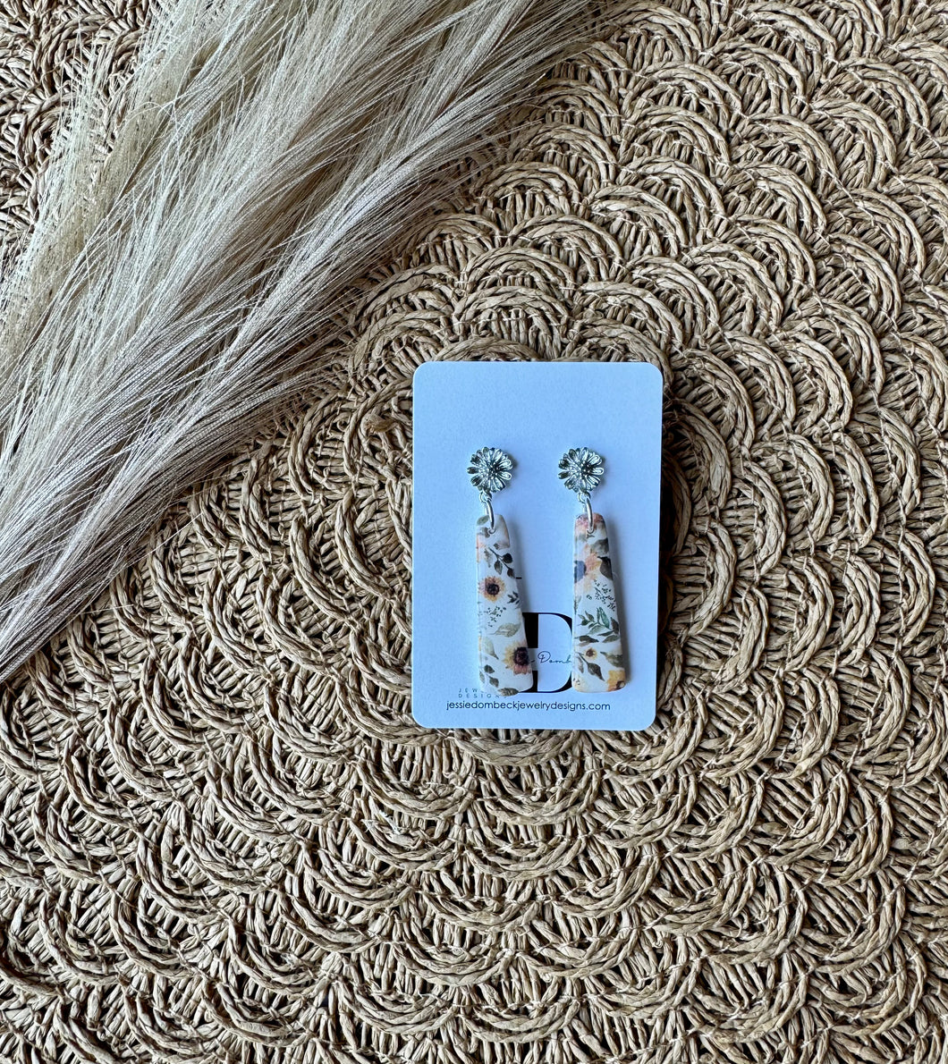 Silver Top Sunflower Dangles