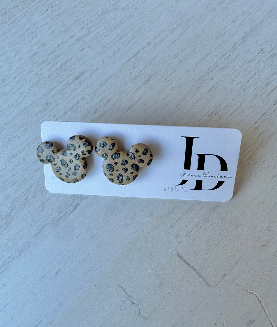 Large Dark Cheetah Print Mouse Studs