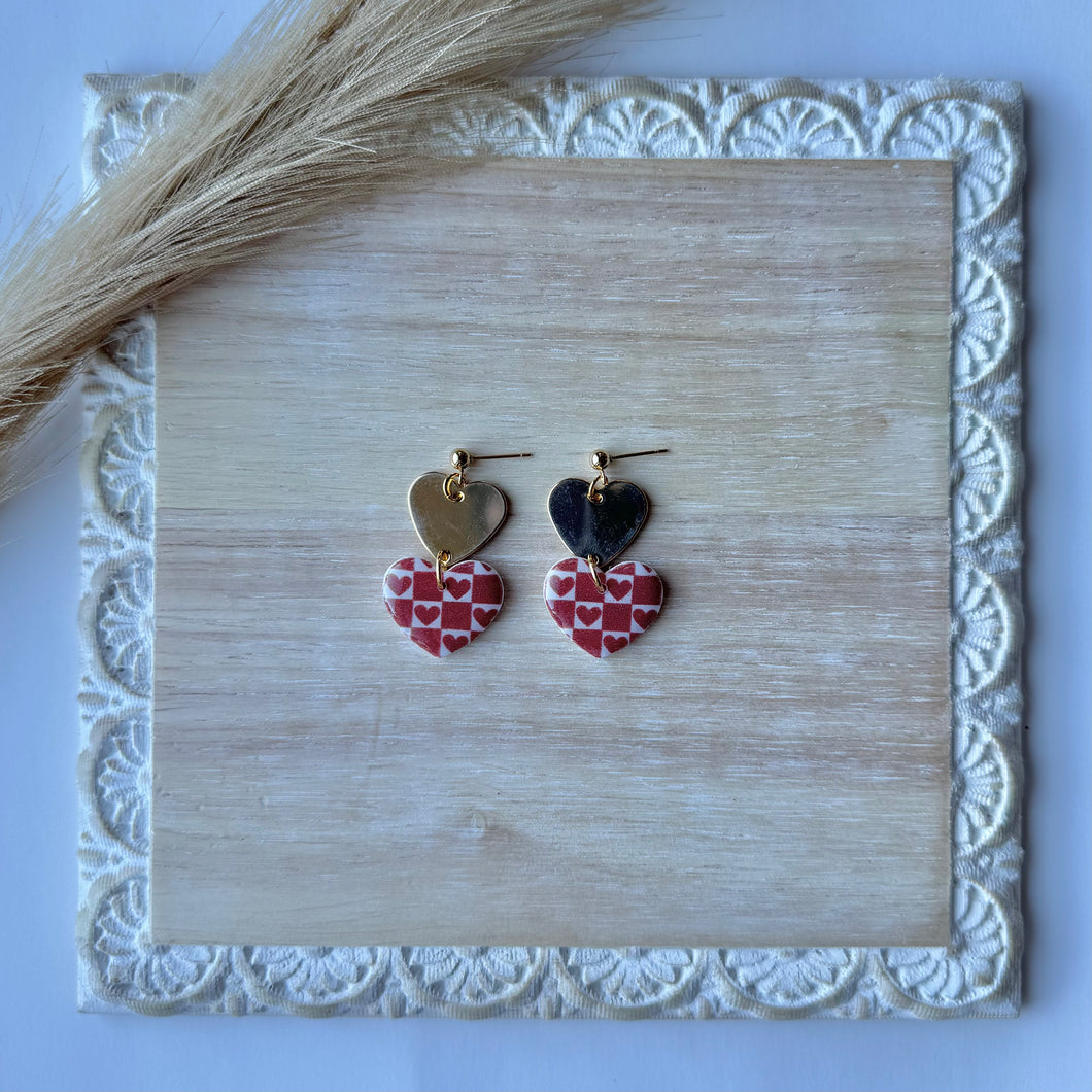 Red Heart Pattern Heart Dangles